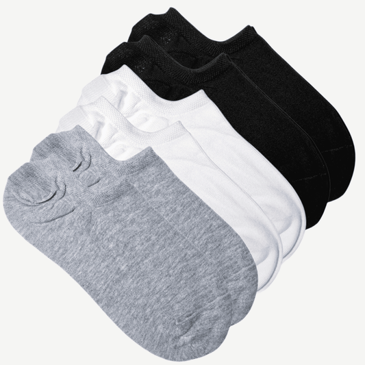 6pk ankelsokker i tre farger