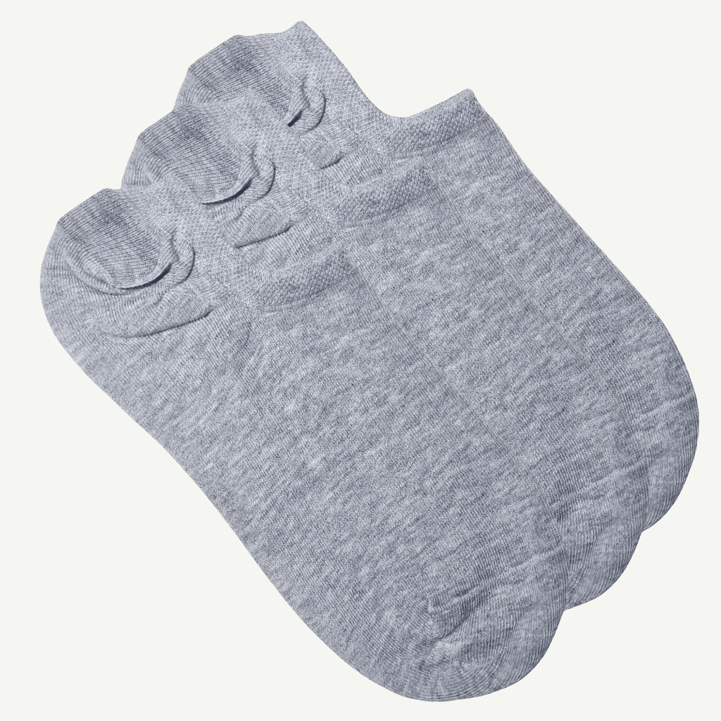 3pk grå ankelsokker