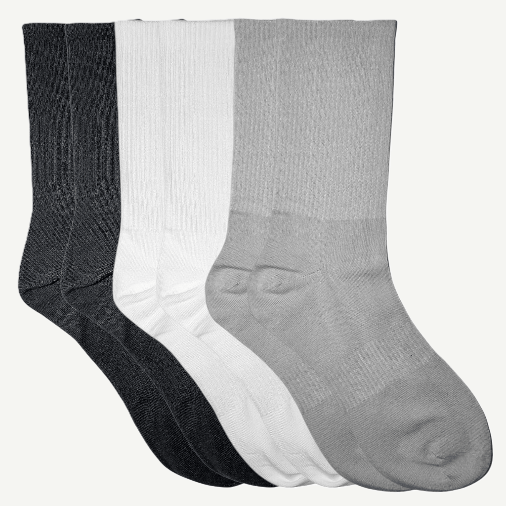 6pk tennissokker i tre farger