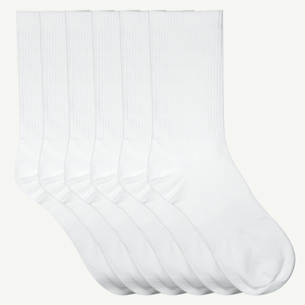 6pk med hvite tennissokker