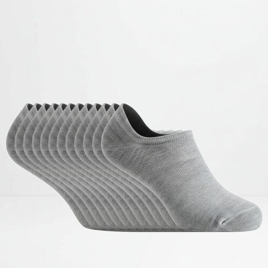 12pk grå ankelsokker