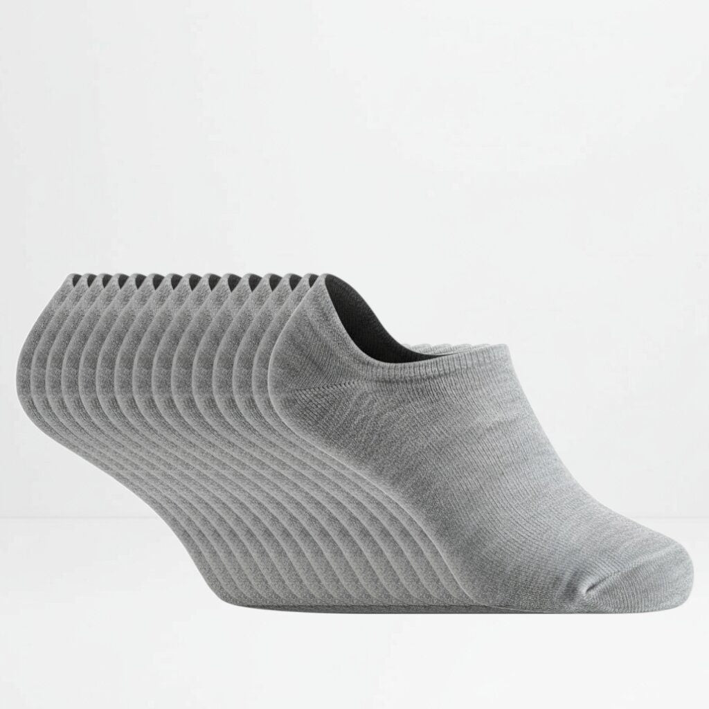 Grå 15pk ankelsokker i bomull