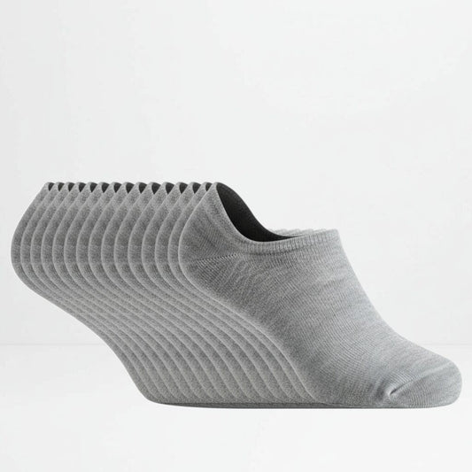 Grå 15pk ankelsokker i bomull