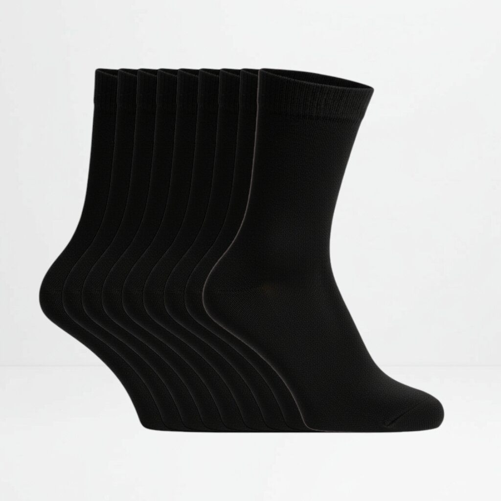 9pk lange svarte sokker