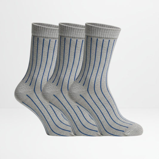 Dressokker i grå med blå striper