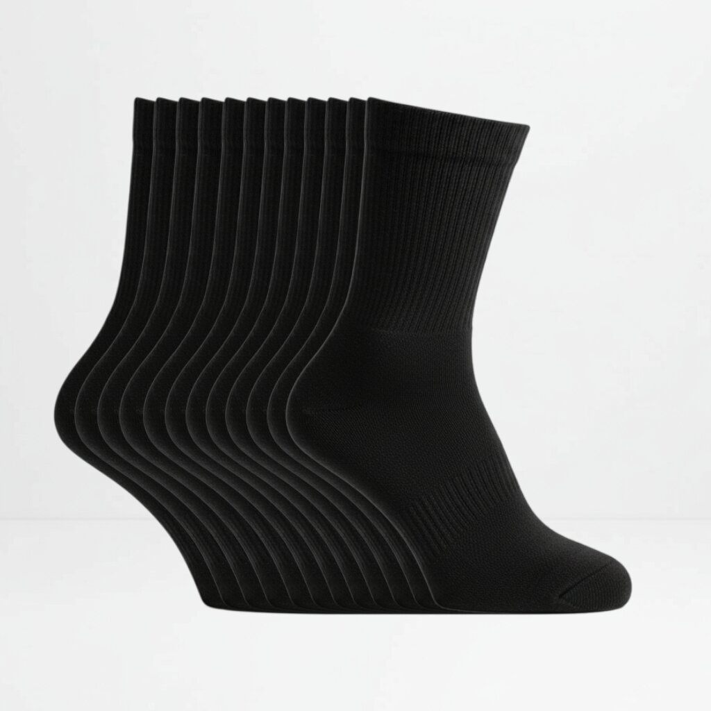 12pk crew sokker svarte