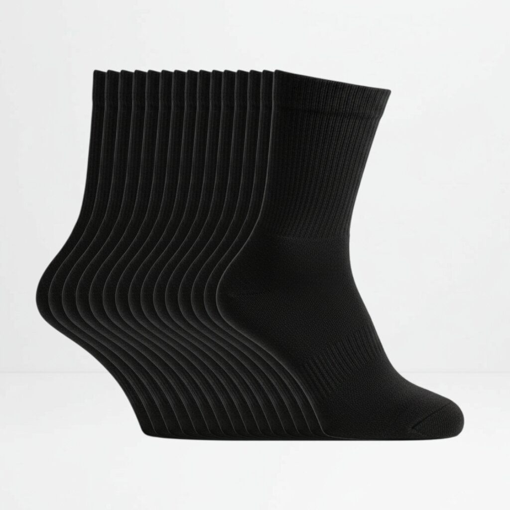 15 pakning svarte tennissokker