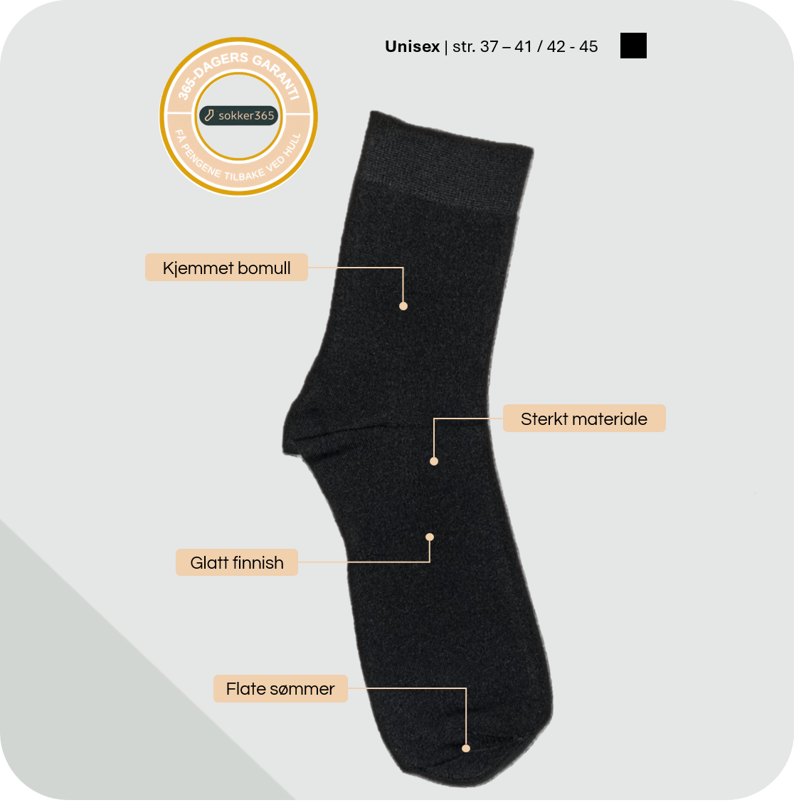 Lange sokker med beskrivelse